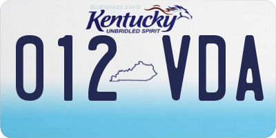 KY license plate 012VDA
