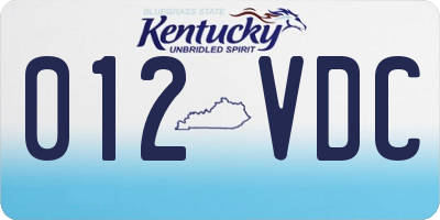 KY license plate 012VDC