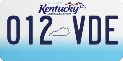 KY license plate 012VDE