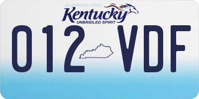 KY license plate 012VDF