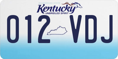 KY license plate 012VDJ