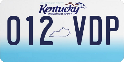KY license plate 012VDP