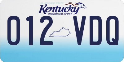 KY license plate 012VDQ