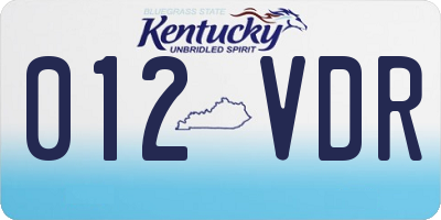 KY license plate 012VDR