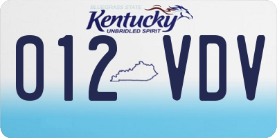 KY license plate 012VDV