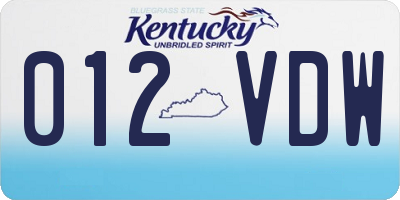 KY license plate 012VDW