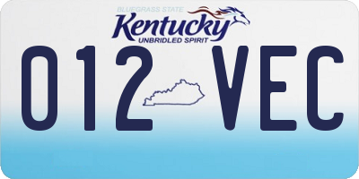 KY license plate 012VEC