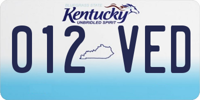 KY license plate 012VED