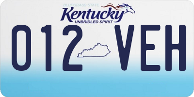 KY license plate 012VEH