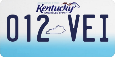 KY license plate 012VEI