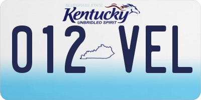 KY license plate 012VEL