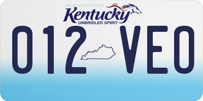 KY license plate 012VEO