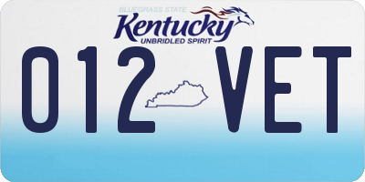 KY license plate 012VET
