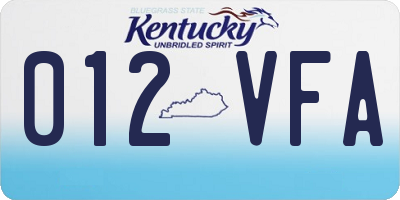 KY license plate 012VFA