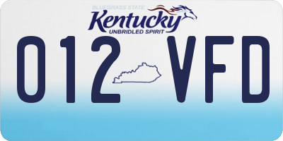 KY license plate 012VFD