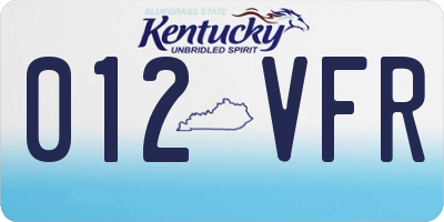 KY license plate 012VFR
