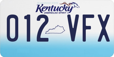 KY license plate 012VFX