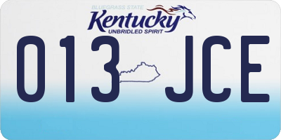 KY license plate 013JCE