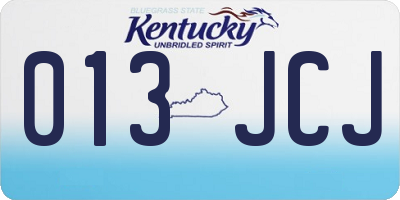 KY license plate 013JCJ