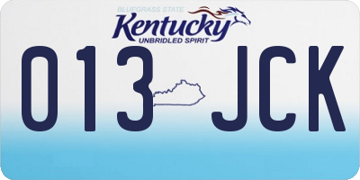 KY license plate 013JCK