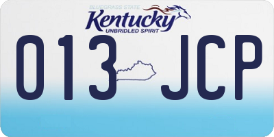 KY license plate 013JCP