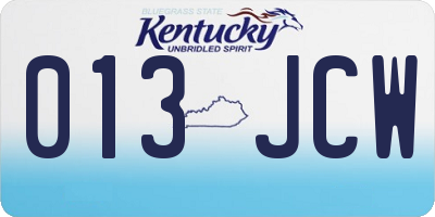 KY license plate 013JCW