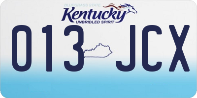 KY license plate 013JCX