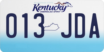 KY license plate 013JDA