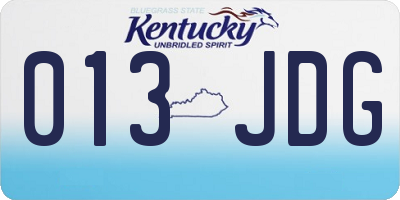 KY license plate 013JDG
