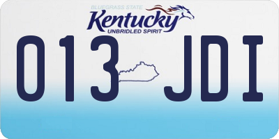 KY license plate 013JDI