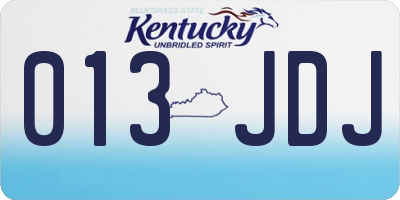 KY license plate 013JDJ