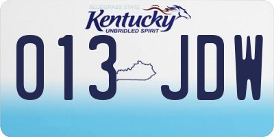 KY license plate 013JDW