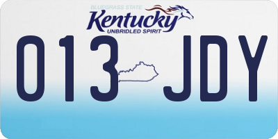 KY license plate 013JDY