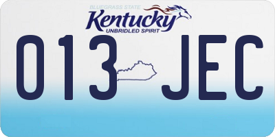 KY license plate 013JEC