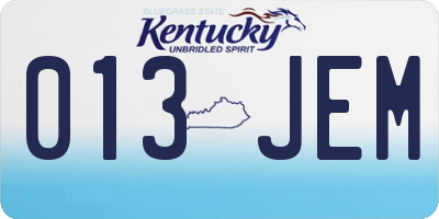 KY license plate 013JEM