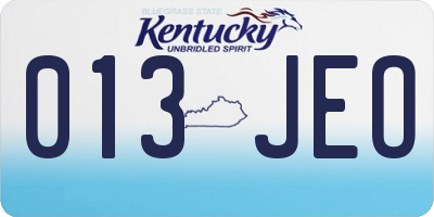 KY license plate 013JEO