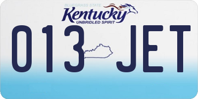 KY license plate 013JET