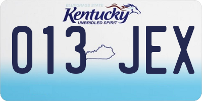 KY license plate 013JEX