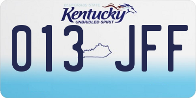 KY license plate 013JFF