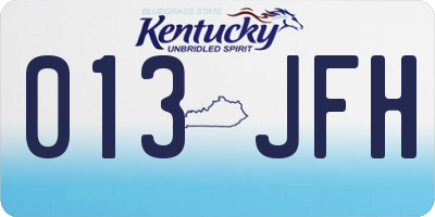 KY license plate 013JFH