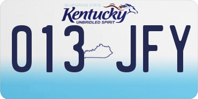 KY license plate 013JFY
