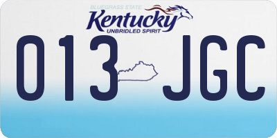 KY license plate 013JGC