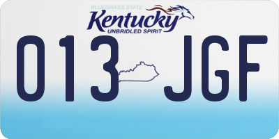 KY license plate 013JGF