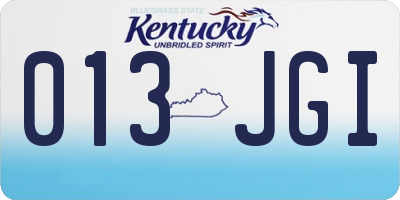 KY license plate 013JGI