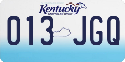 KY license plate 013JGQ