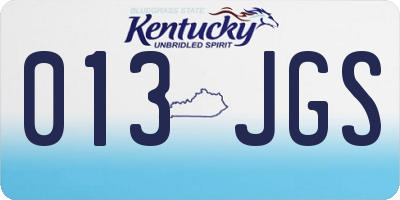 KY license plate 013JGS