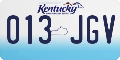 KY license plate 013JGV
