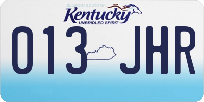 KY license plate 013JHR