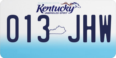 KY license plate 013JHW