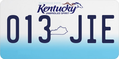 KY license plate 013JIE